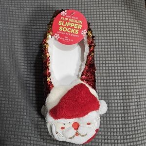 Red Sequin Santa Slipper Socks